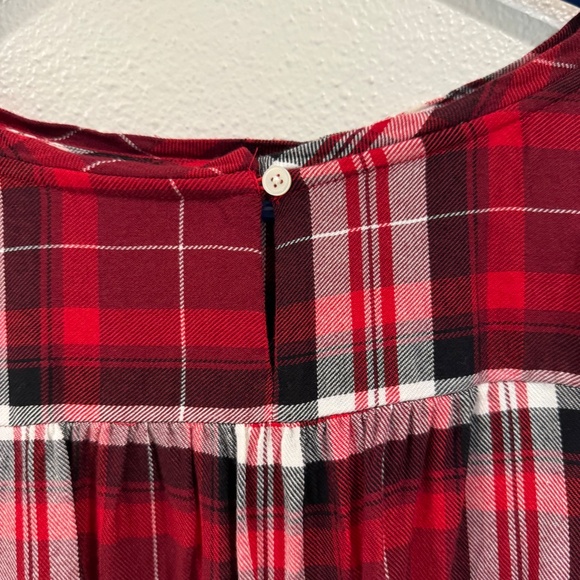 Loft Women's Red Black Plaid Long Sleeved Blouse Top XL - Picture 5 of 8